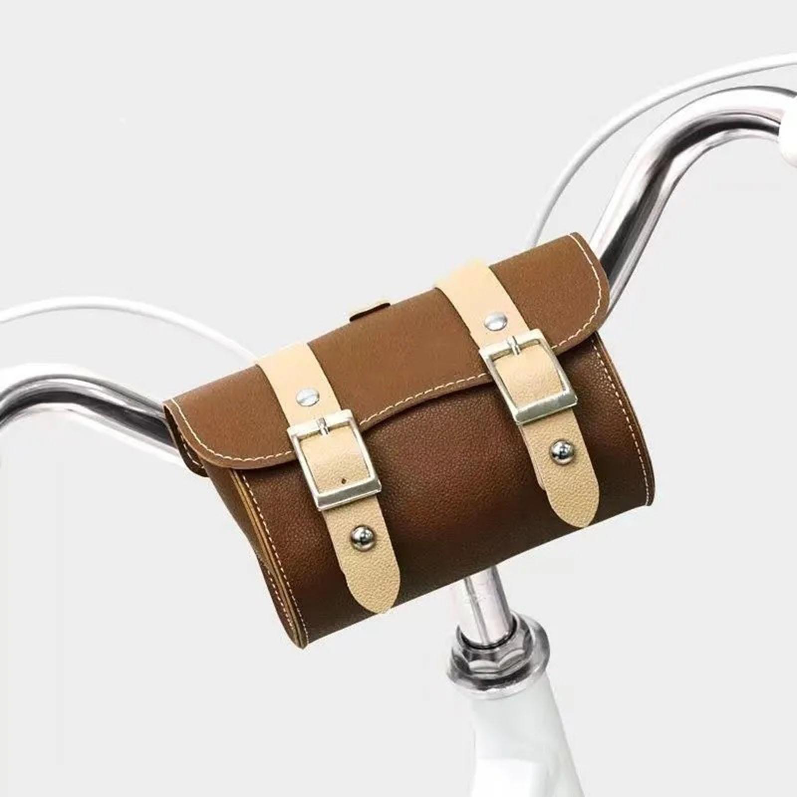 Cycling Commute Essentials - กระเป๋าติดแฮนด์จักรยานสีกาแฟ กระเป๋าใต้เบาะจักรยาน สำหรับจัดเก็บของใช้จำเป็นในการปั่นจักรยานไปทำงาน สำหรับผู้ชายและผู้หญิง